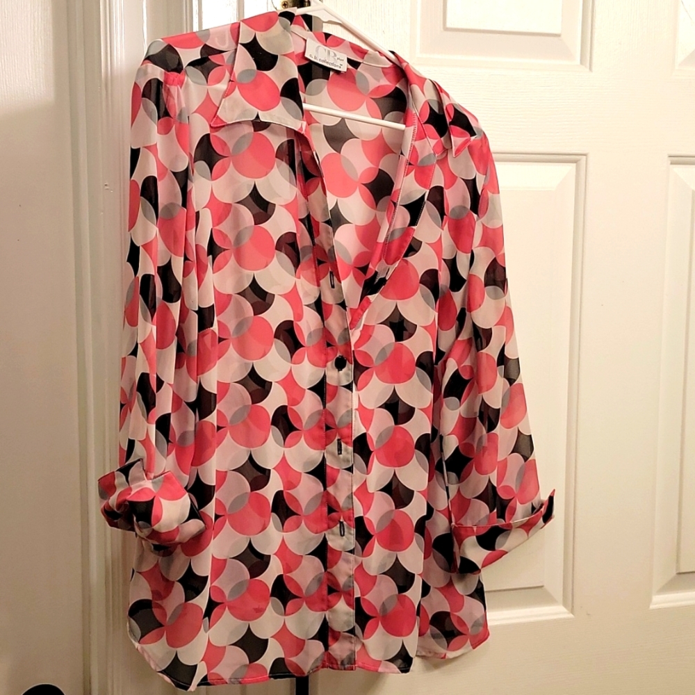 Pink patterned blouse C.B. collections size XL